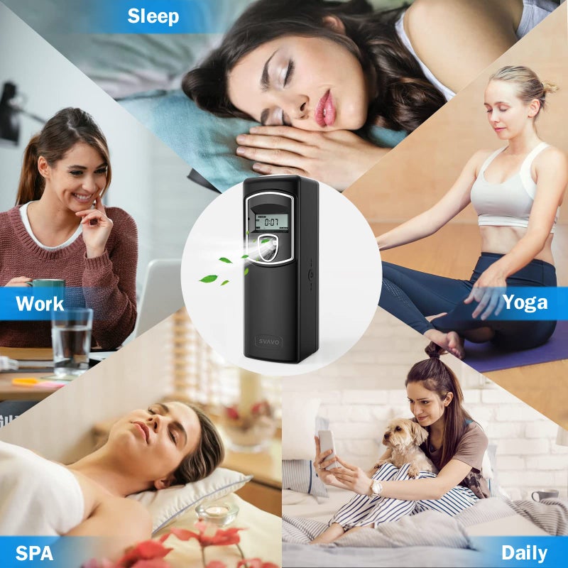SVAVO Automatic LCD Fragrance Dispenser - Wall Mount/Free Standing ABS Auto Air Freshener Dispenser Programmable Aerosol Spray Perfume Dispenser (Black, LCD) - Image 2